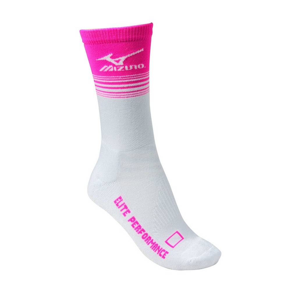 Mizuno Men's Retro Crew Socks White/Pink (480177-XKZ)